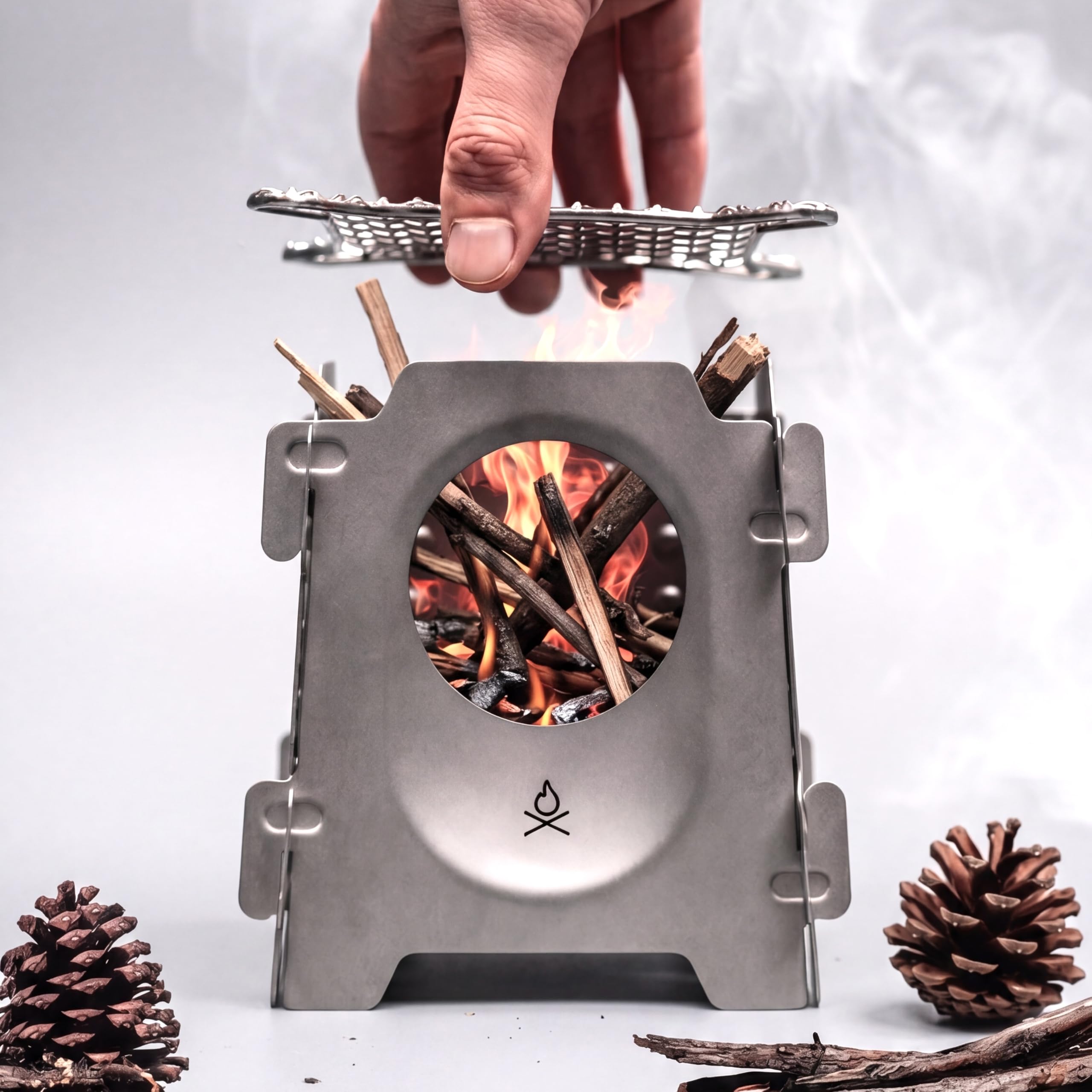 überleben Stöker - Estufa de leña portátil de acero inoxidable para camping, mochileros y senderismo, estufa plegable de 510.3 g, pequeña estufa de leña esencial para acampar (soplado con cuentas)