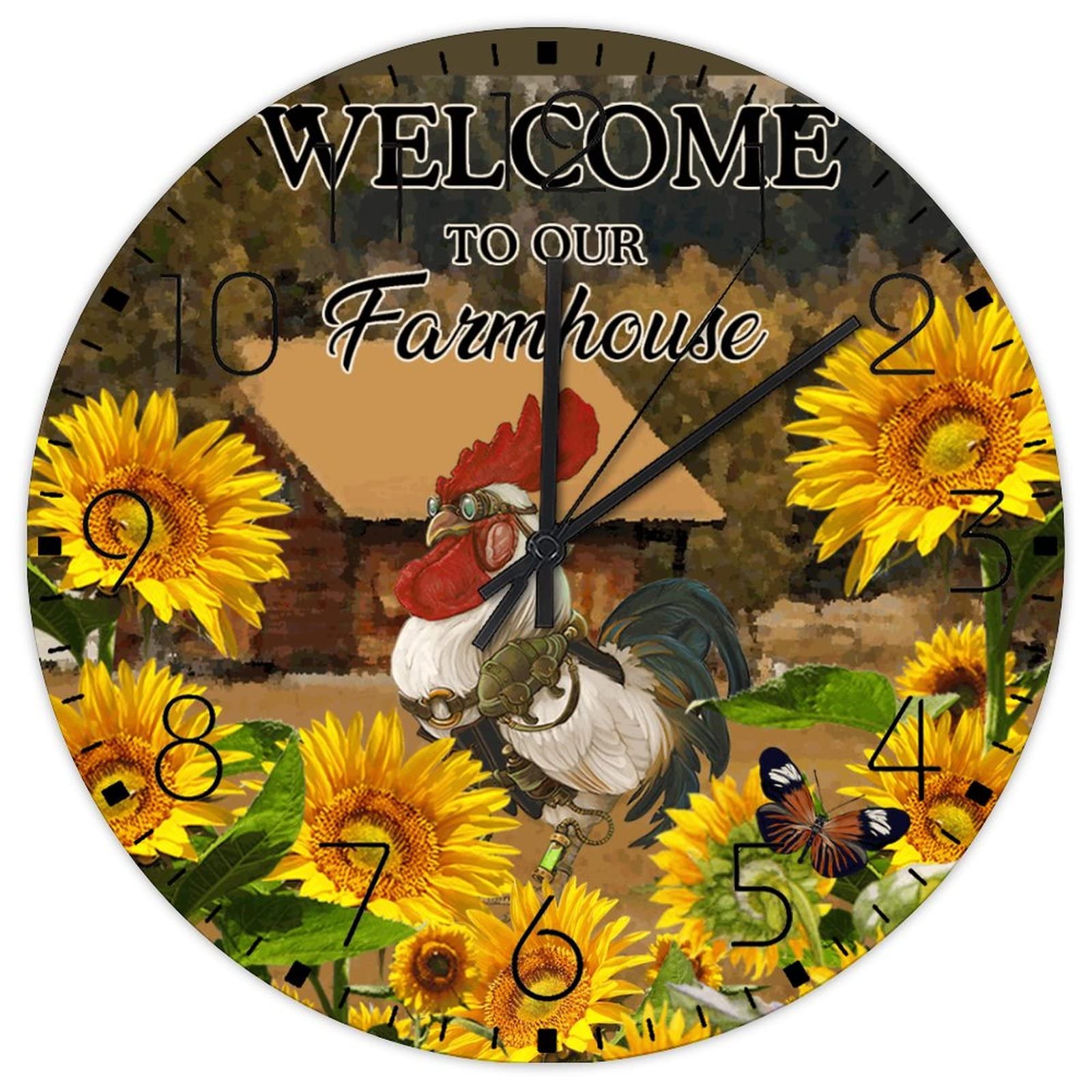 Horloge murale en bois Welcome to Our Farmhouse, une idée cadeau de pendaison de crémaillère