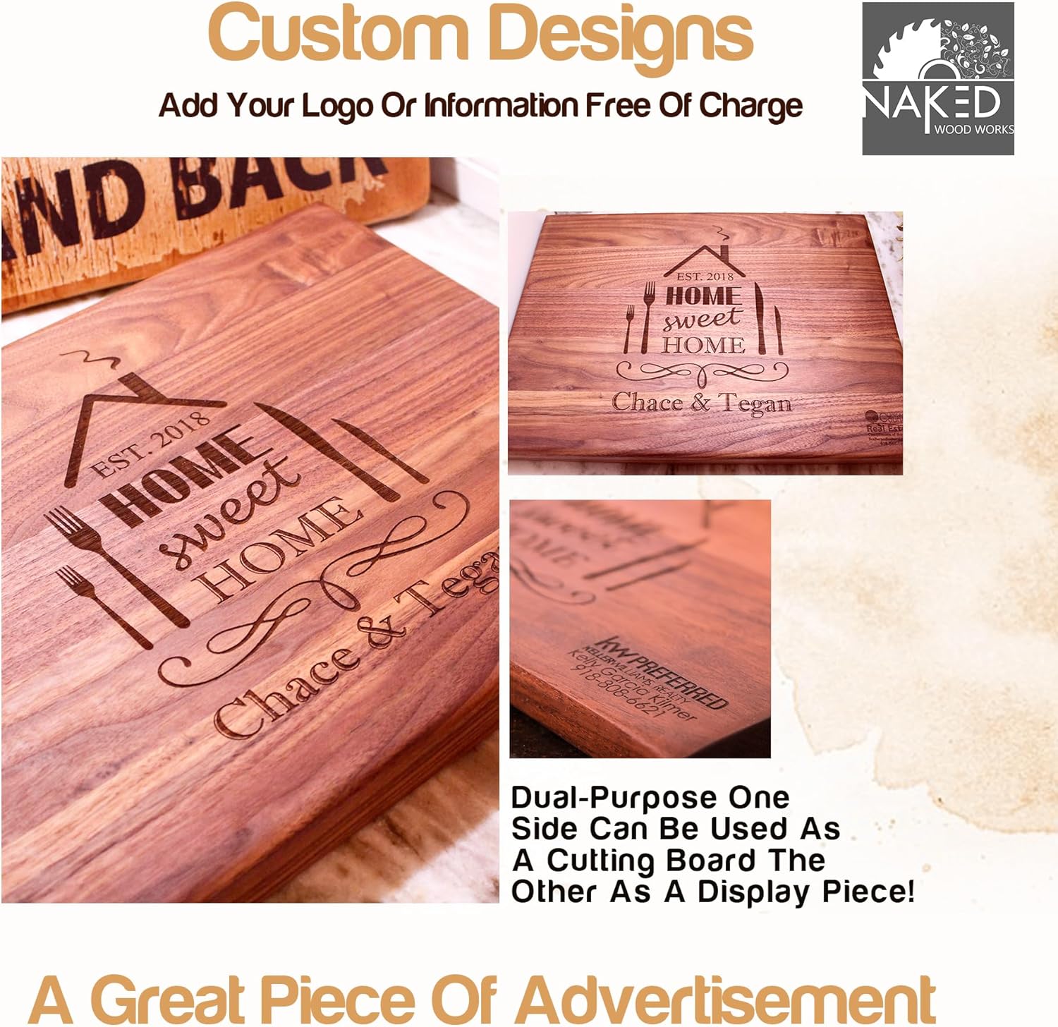 Personalized Realtor Cutting Board – Made in USA, Add Your Logo, Perfect for Real Estate Closing Gifts, Housewarming gifts, Corporate Gifts, Client Appreciation Gifts