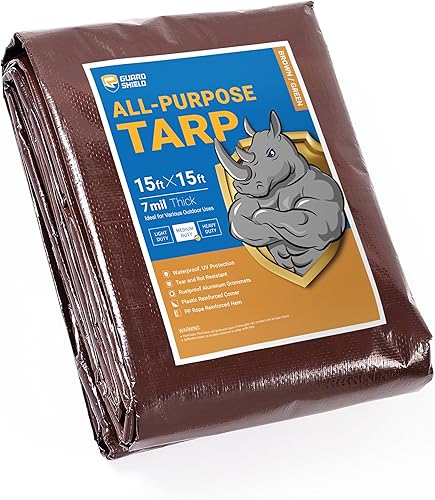 Miniatura 111 de GUARD SHIELD Lona plateada impermeable de 10 x 12 pies, cubierta de lona de polietileno multiusos de servicio medio, 7 mil