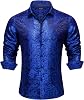 DiBanGu Mens Silk Paisley Dress Shirt Formal Long Sleeve Button-Down Casual Shirts for Wedding Party