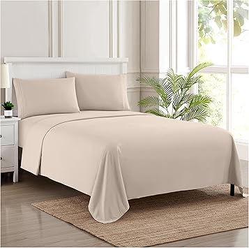 Full Size Sheet Sets - Breathable Luxury Sheets with Full Elastic & Secure Corner Straps Built In - 1800 Supreme Collection Extra Soft Deep Pocket Bedding Set, Sheet Set, Full, Beige