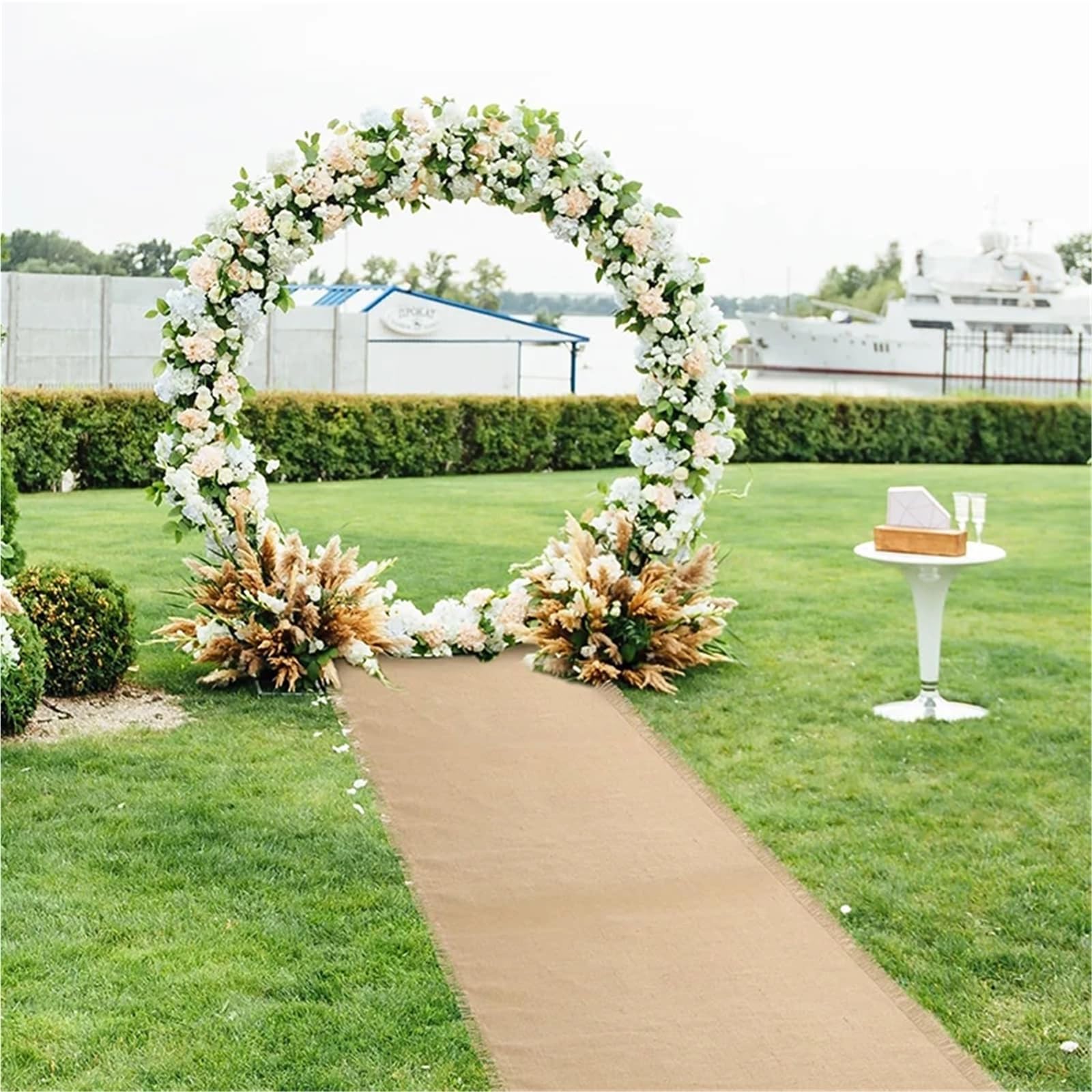 Tapis de Mariage Tapis d'allée de Mariage en Toile Jute Rustique avec Bordure frangée, Tapis Piste for décoration fête ou Douche Nuptiale(Tassel A,6m,30.0cm)