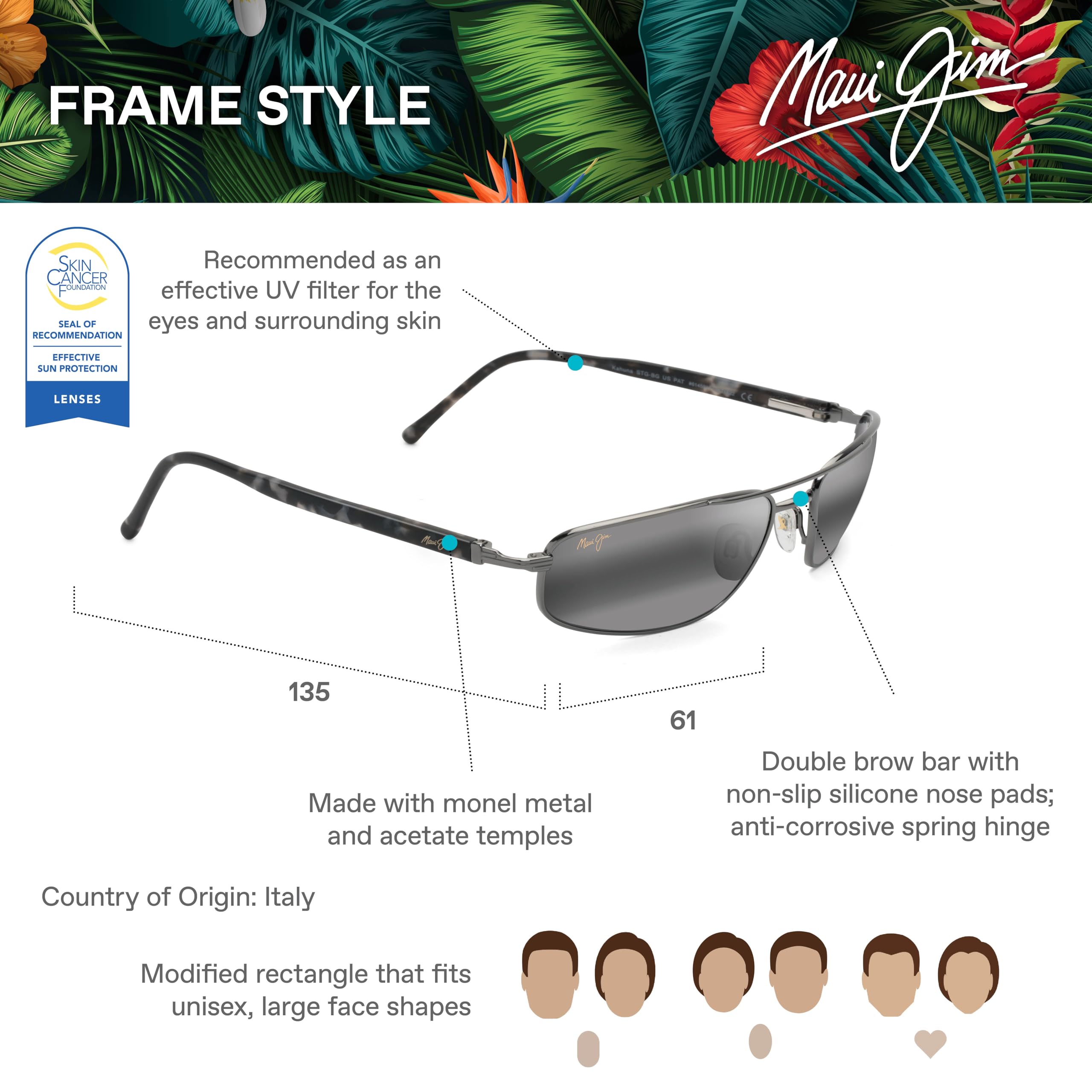 GAFAS MAUI JIM - Red Sands_R432N-28C C: PURPLE/EYE SIZE: 59 TEMPLE LENGTH: 140 VERTICAL SIZE: 44 5 Cura della persona e salute