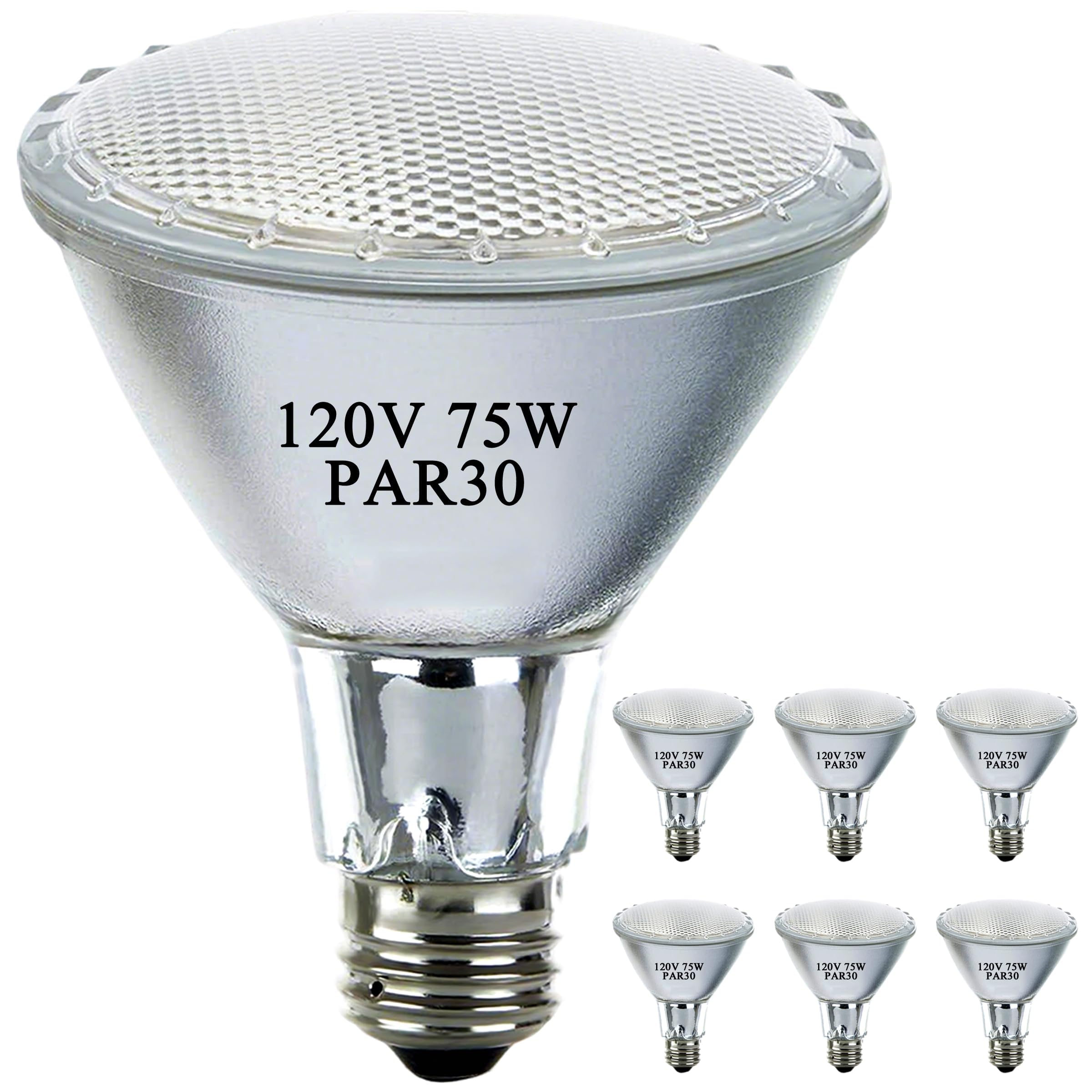 Photo 1 of MISDOOD PAR30 Long Neck Halogen Flood Light Bulbs 120V 75W, Dimmable PAR30 LED Light Bulb Replacement, E26 Medium Base, 2700K Warm Lighting, 3000 Hours for Recessed Light Bulb(6 Pack)