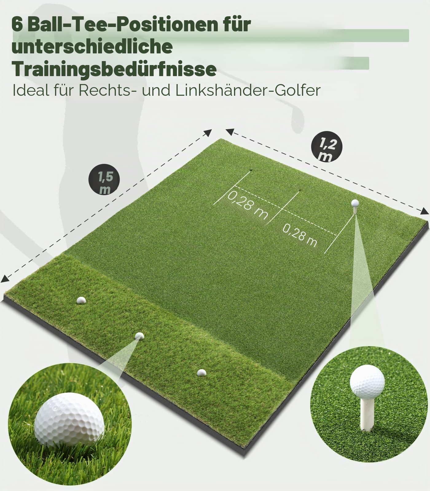Premium Dual-Turf Golfmatte: 1,5 x 1,2 m, ideal für Hinterhof, Driving Range, Schlagen, Schaukeln & Chippen für Papa
