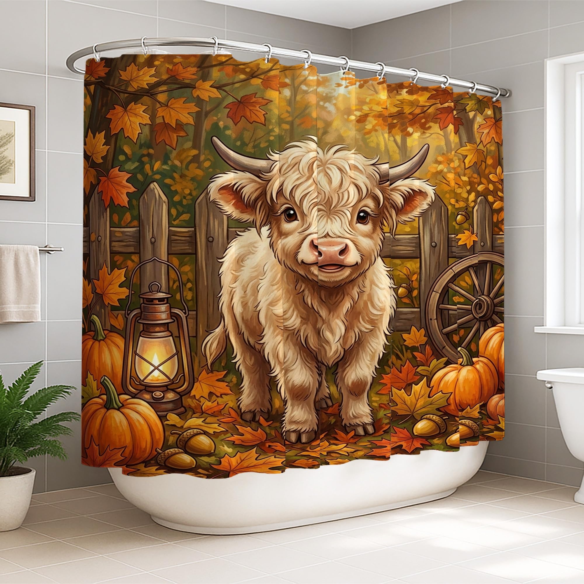 Rideau de douche automne orange pour sublimer votre salle de bain