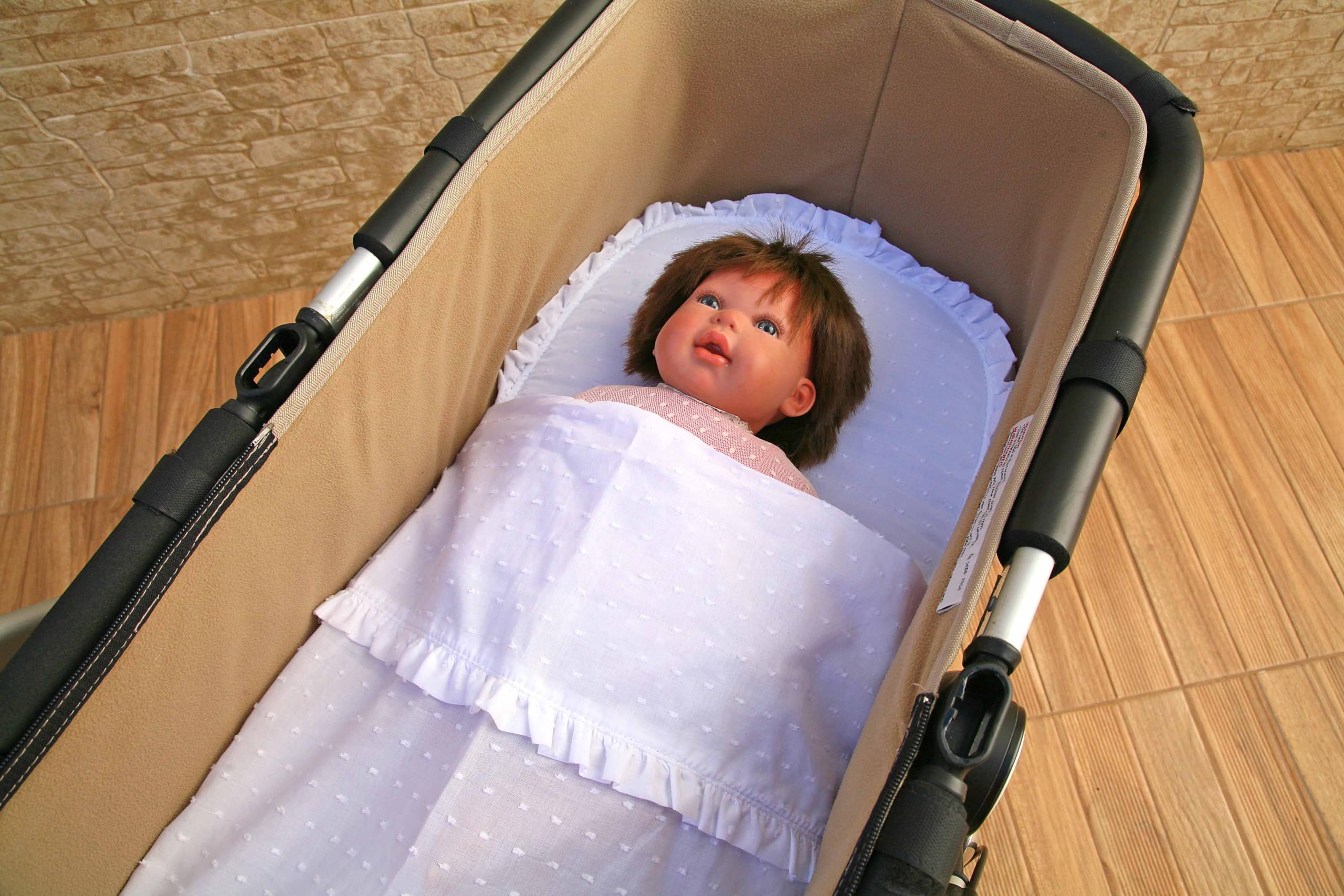 MODIN Colchón Carro Bebe + Sabana Carrito Bebe Plumeti 100% Algodón, Fresco y Suave