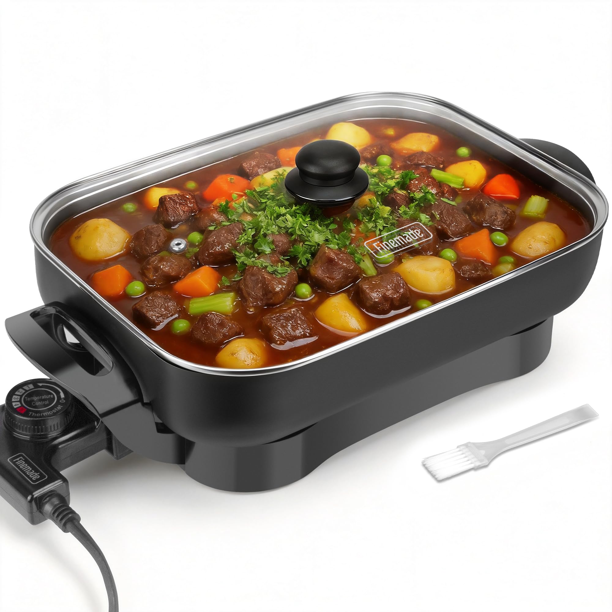 FineMade Family Size Electric Skillet with Lid