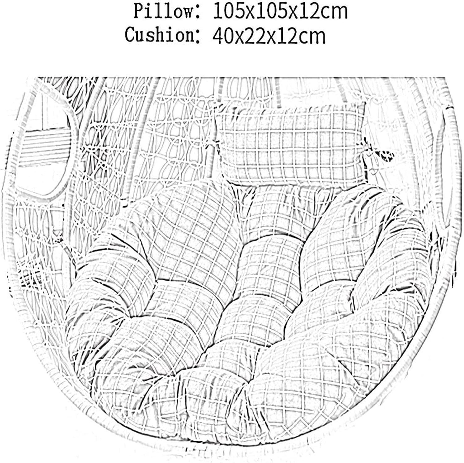 Egg Nest Chair Pad, Hanging Hammock Chair Cushion - with Head Pillow,Basket Swing Seat Mat for Indoor Outdoor Patio