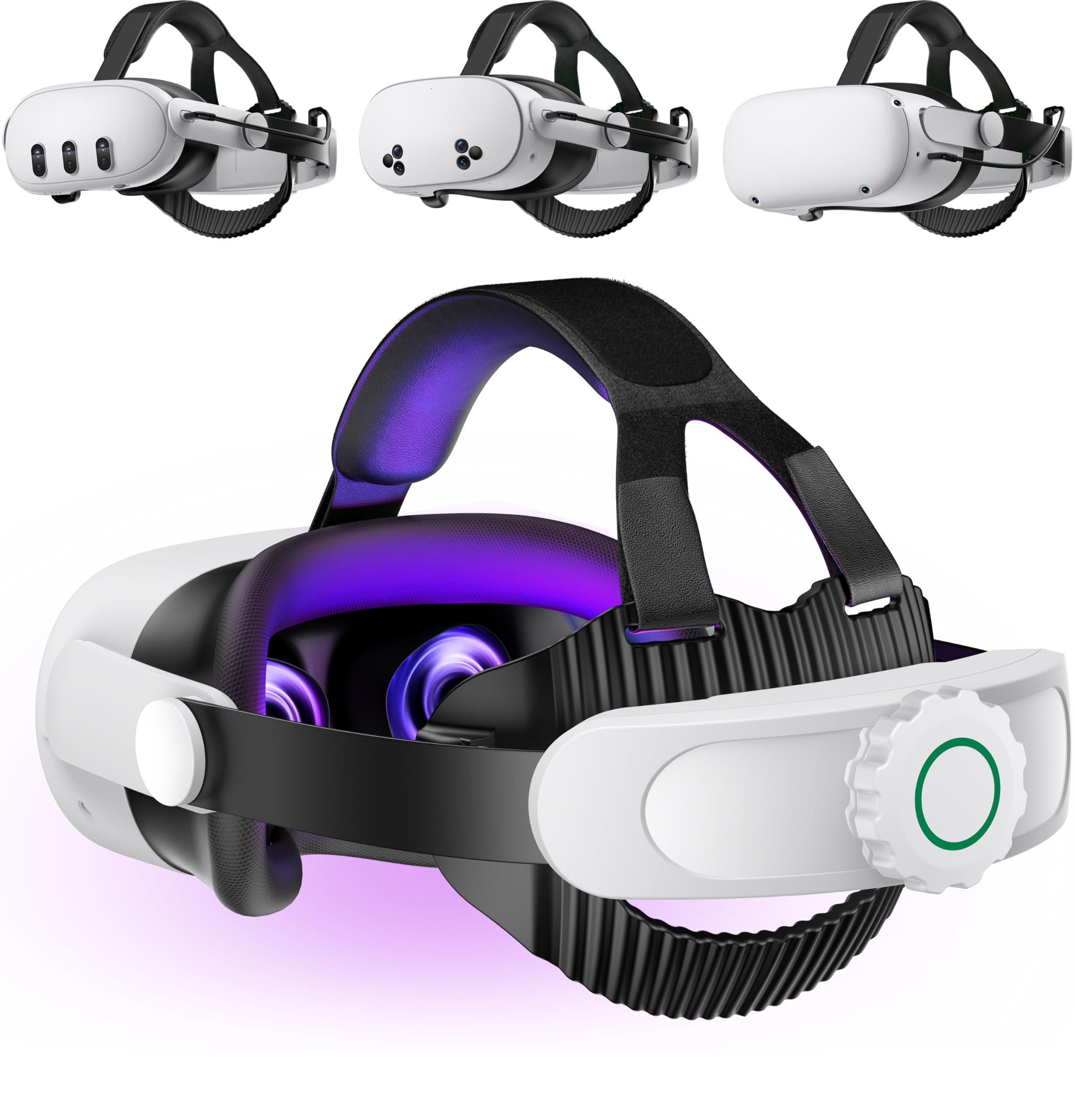 Headstrap für Meta Quest 3 mit 10000mAh Akku, Elite Strap Zubehör für Meta Quest 3S mit Verstellbarem Knopf/Reduziert den Gesichtsdruck und Verbessert den Komfort, Strap Kompatibel mit Quest 2/3/3S