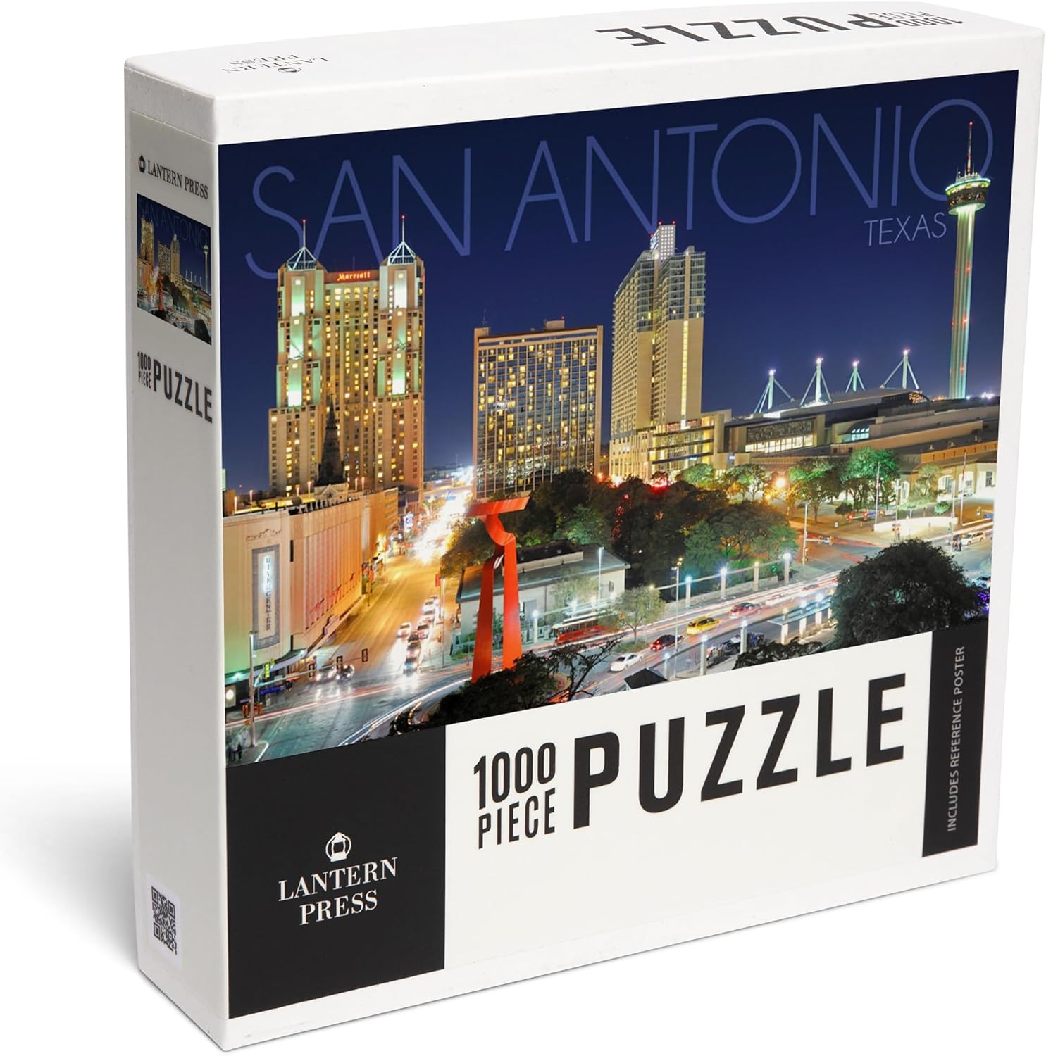 Lantern Press San Antonio, Texas, Skyline at Night 1000 Piece Jigsaw Puzzle for Adults, Made in USA with Reference Poster