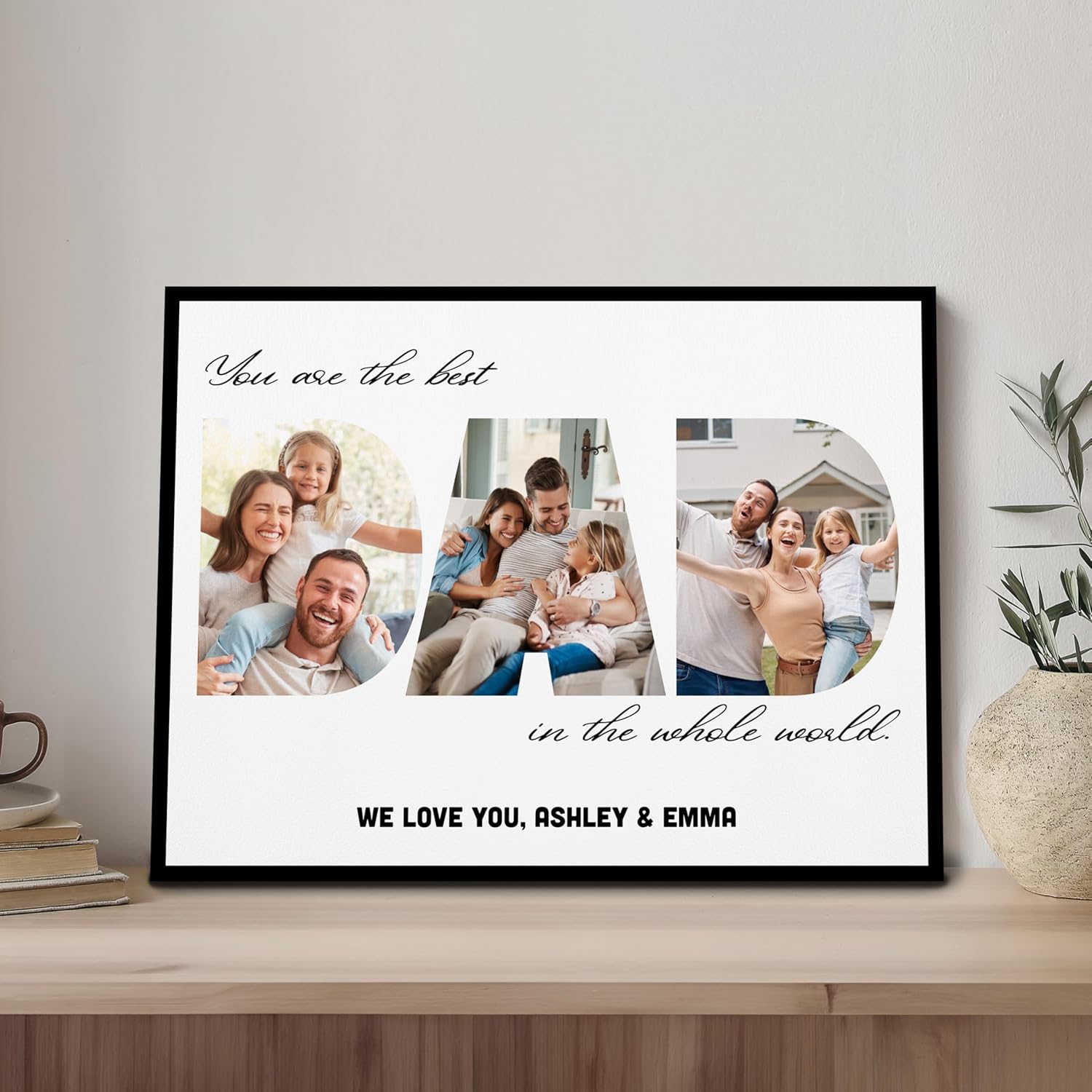 Personalized Gifts for Fathers Day from Daughter Son Kids - Customized Wooden Dad Picture Frame - Custom Daddy Birthday Present, Sentimental Best Dad Ever Gifts - Image 4