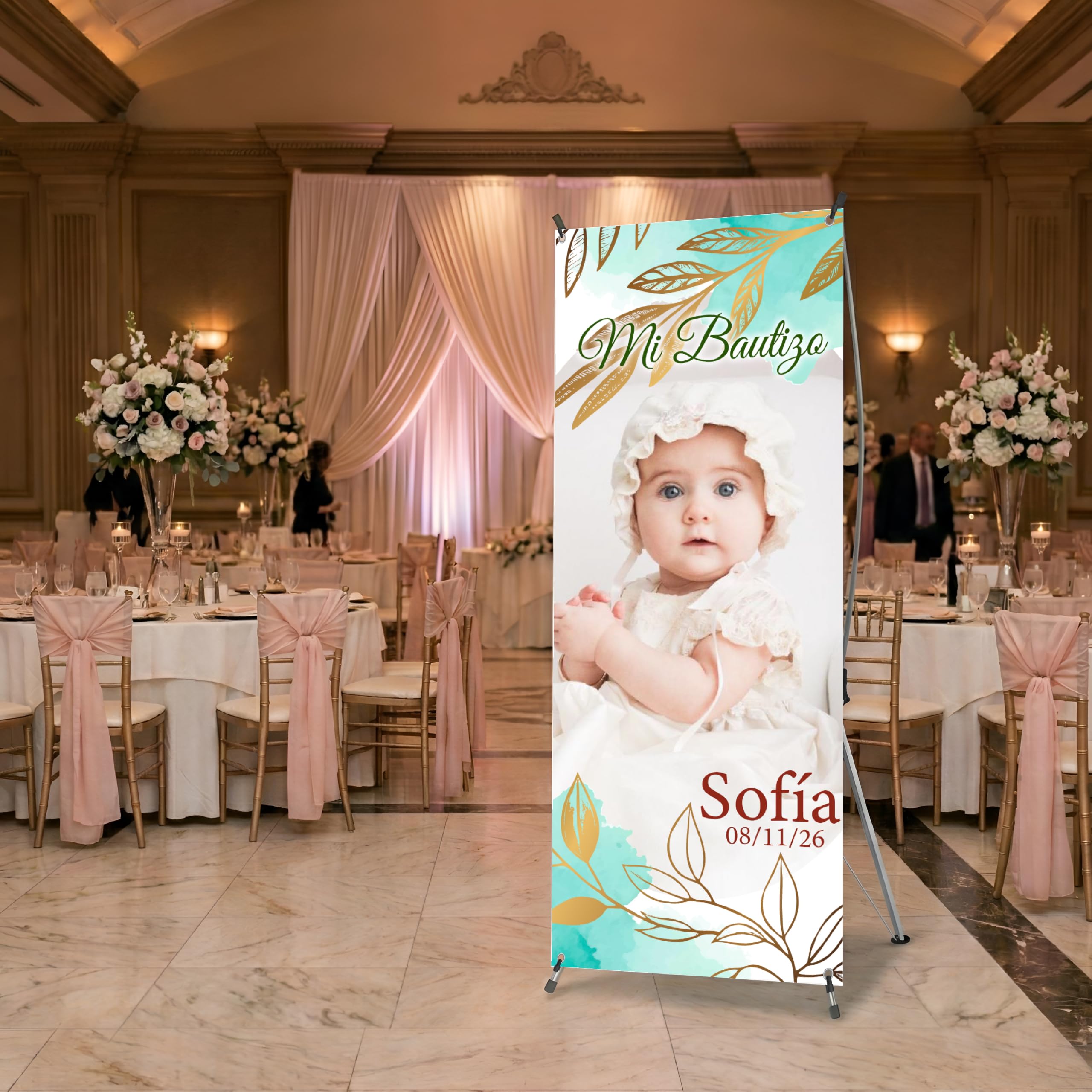 X-Banner Personalizado para Bautizo con Estructura 60 x 160 cm