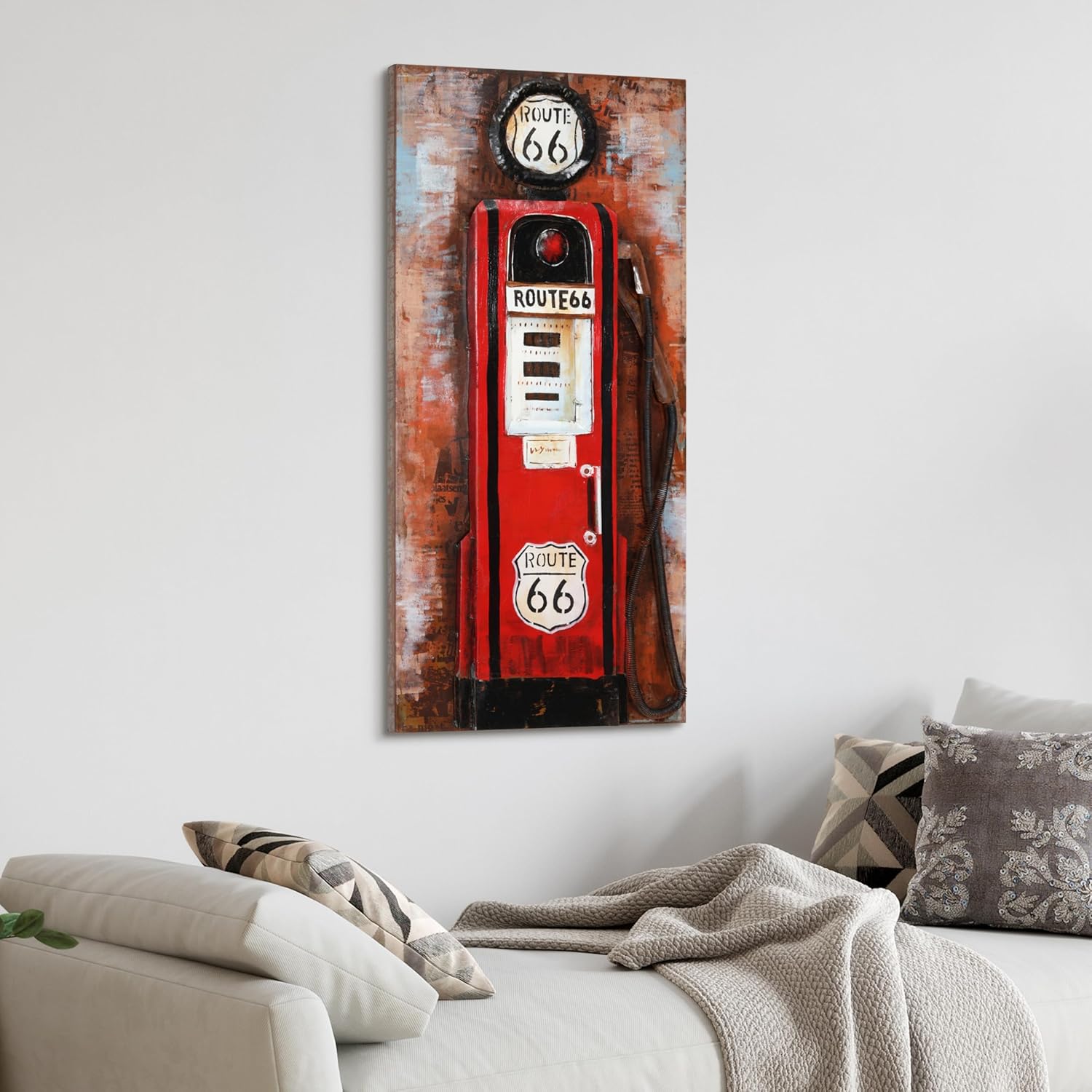 Empire Art Direct "Gas Pump" Mixed Media Hand Painted Iron Wall Sculpture by Primo, Red