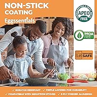 Vista 6 de Eggssentials - Sartén para huevos escalfados 2 en 1 y sartén grande - Fabricador de huevos escalfados, sartén de huevos de granito con 6 tazas