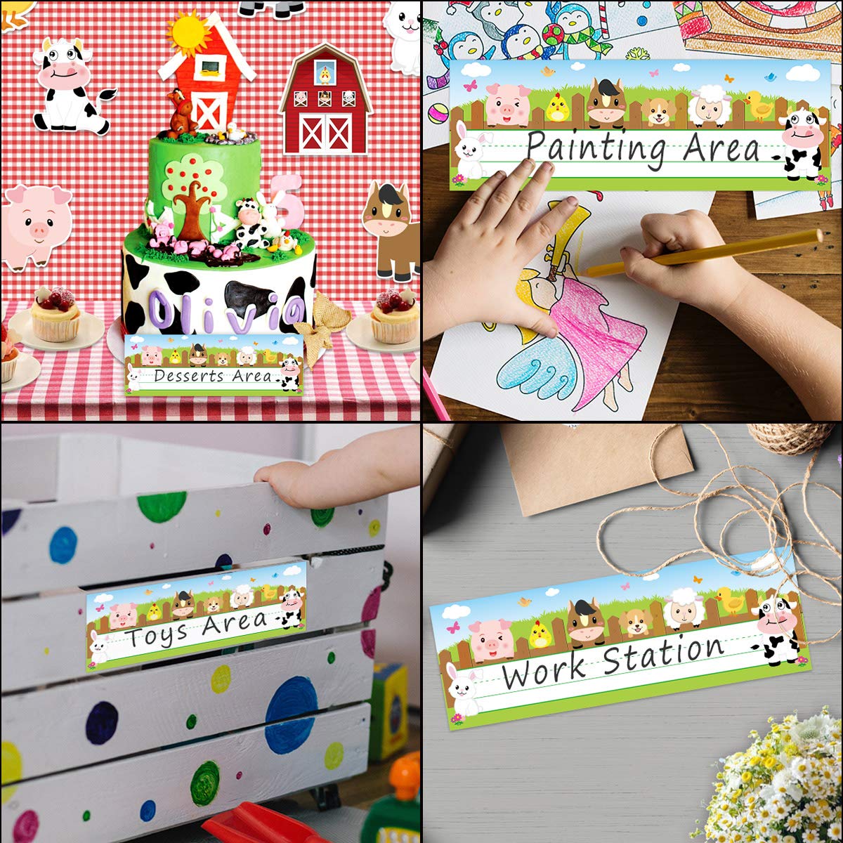 Farm Animal Name Plate Primary Students Back to School Desk Nameplates 36 Pack Classroom Decoration - Image 7