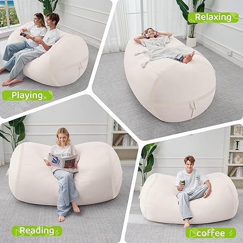 Miniatura 315 de HABUTWAY Puf gigante de 2 pies para adultos, con relleno de espuma viscoelástica, puf grande con funda de terciopelo holandés extraíble para sala de