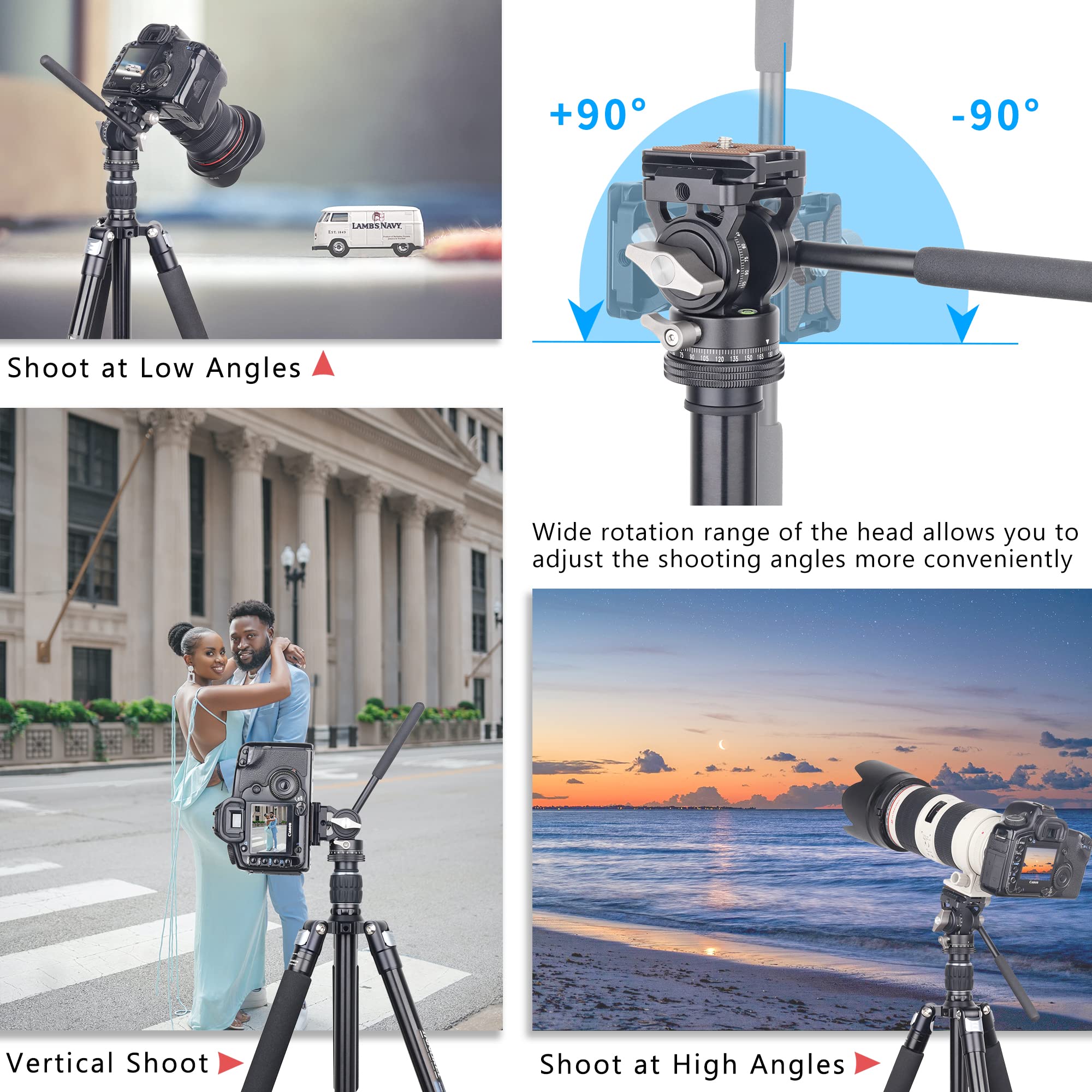 INNOREL H10 lekki mini statyw płynna głowica wideo 360 panoramiczna CNC hydrauliczna głowica wideo z Arca Swiss Q.R.Plate klips do telefonu do lustrzanki cyfrowej kamery telefonu statywu monopod