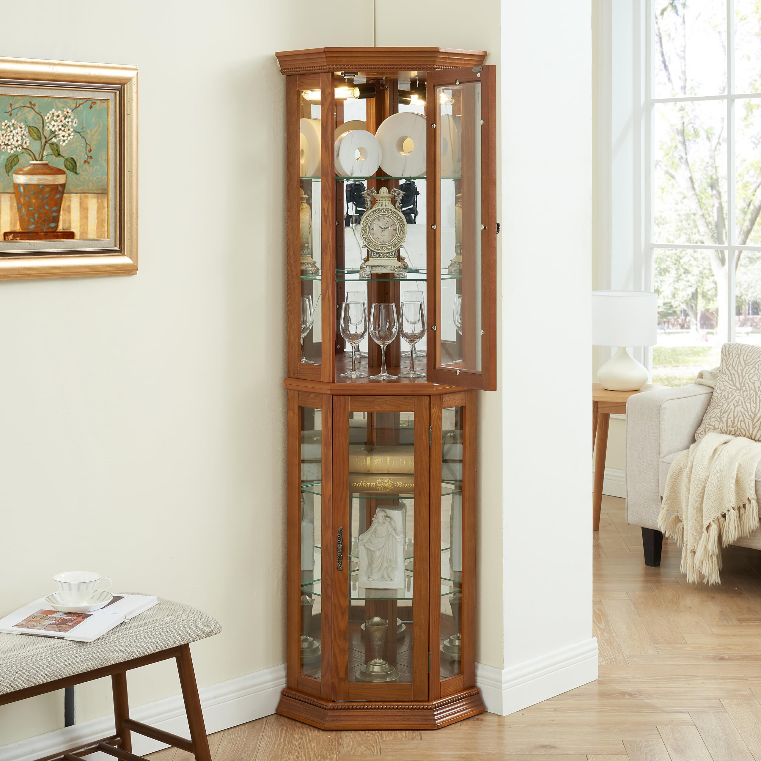 Amazon.com - Plturdke China Cabinets with Glass Doors,Glass Display ...