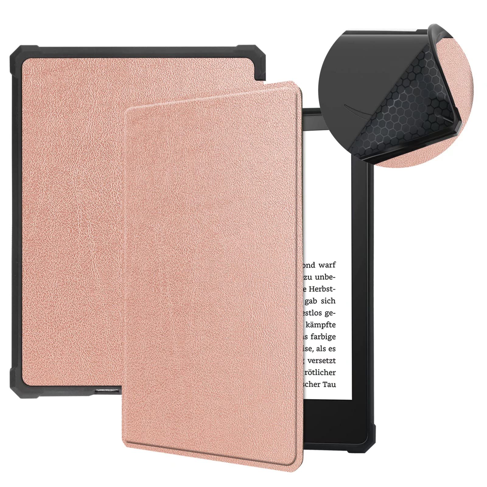 for Amazon Kindle Paperwhite 11th Generation(2021 Release) Smart Cover,Ultra Slim Folio Lightweight with Auto Sleep/Wake Up Leather Case for New Paperwhite 11th Gen 6.8" inch (TPU-Rose Gold)