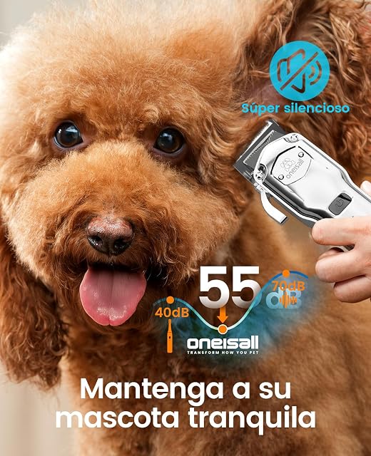 Foto 5 de 8 de oneisall Quiet Cortapelos para Perros con Peine Guía Metálico