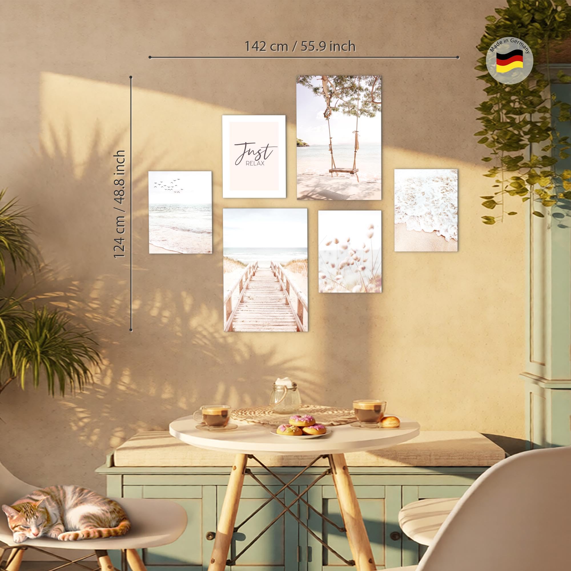 Novart Wandbilder Fashion - KOMPLETT AUFHÄNGFERTIG - Mit Spruch Wohnzimmer Schlafzimmer - 6 Moderne Mood-Bilder - N022372a