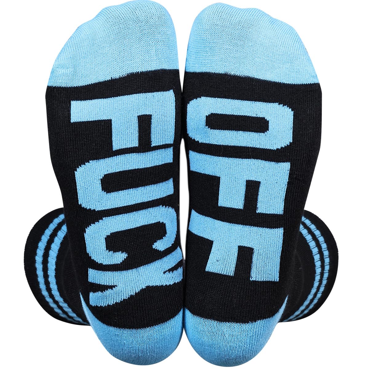 Himozoo Unisex Cotton Funny FUCK OFF Ribbed Knit Half Crew Socks (Blue)