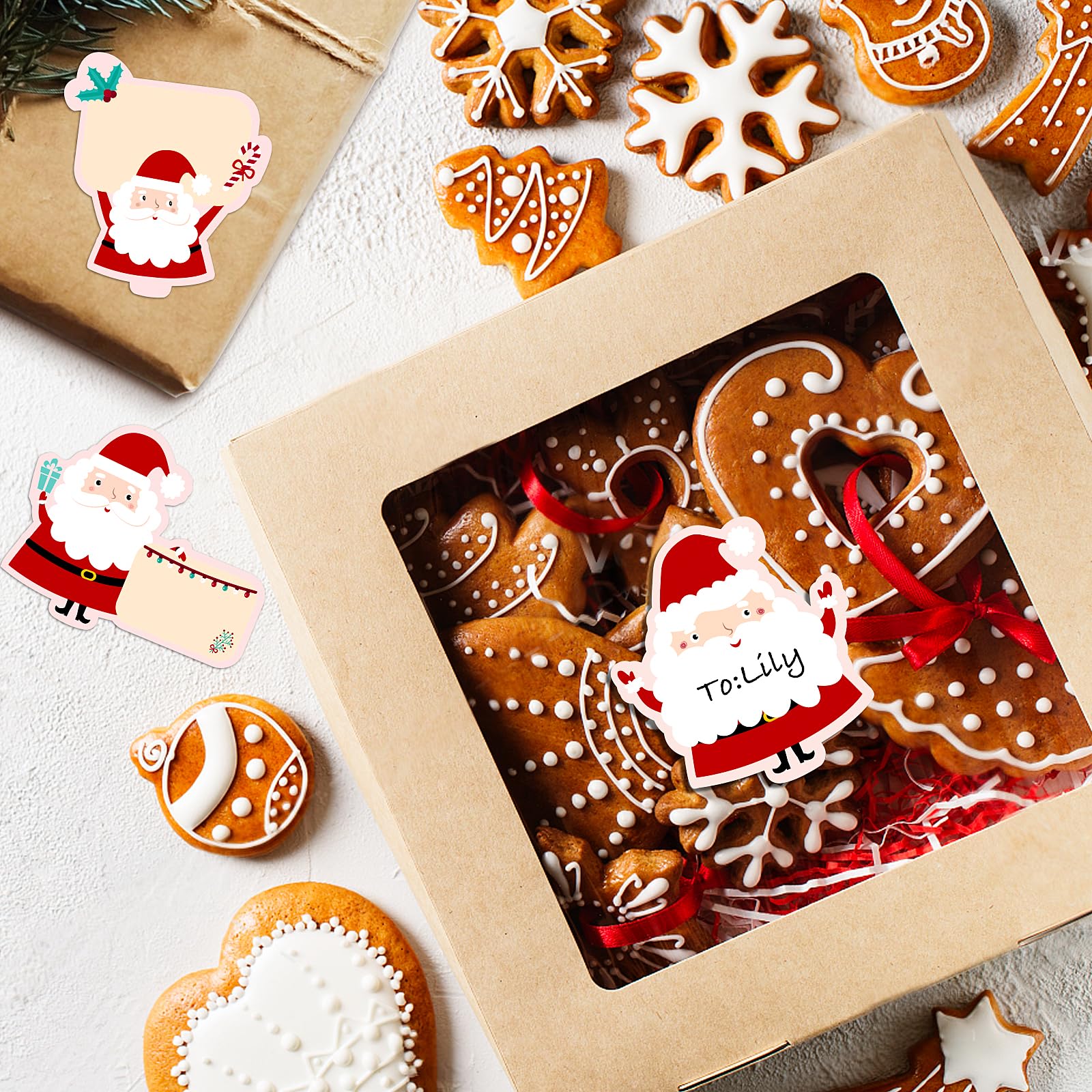 120Pcs Étiquette Autocollant Noël, 6 Formes Père Noël Sticker