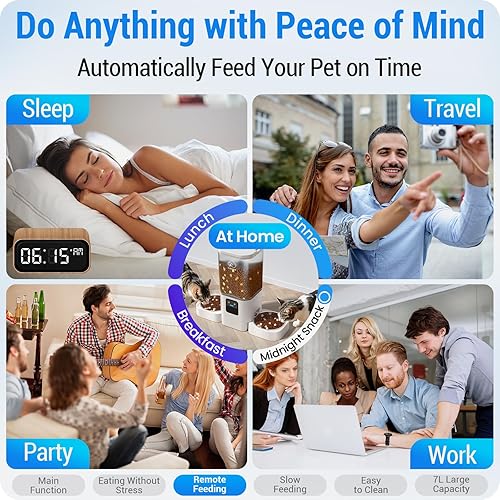 Miniatura 4 de Comedero Automático para Gatos 2 Gatos con Alimentación Lenta: Comedero Automático Doble para Perros con WiFi 5G, Dispensador de Comida para Gatos 1