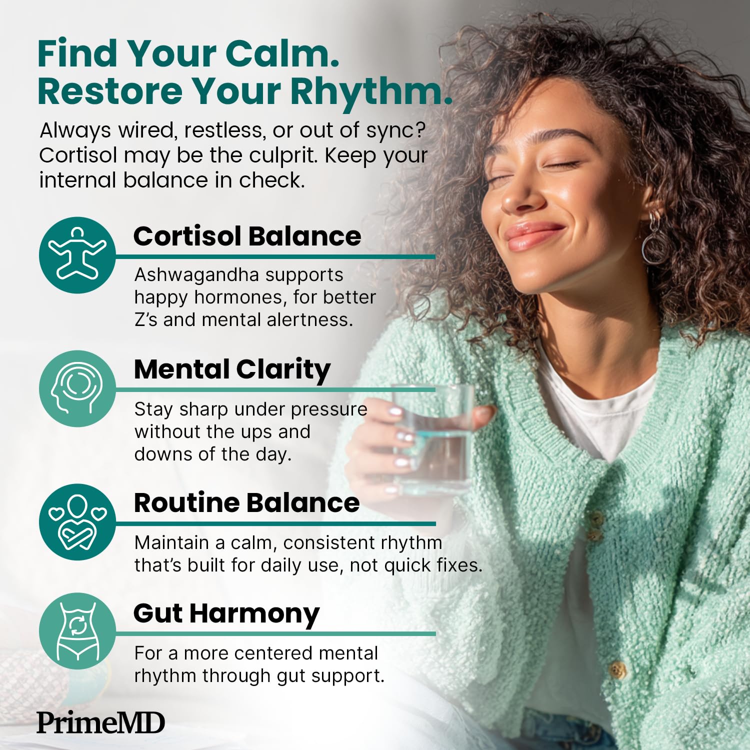 PrimeMD Cortisol Supplement with Ashwagandha, Shilajit & Magnesium, 120ct — Amazon image 4
