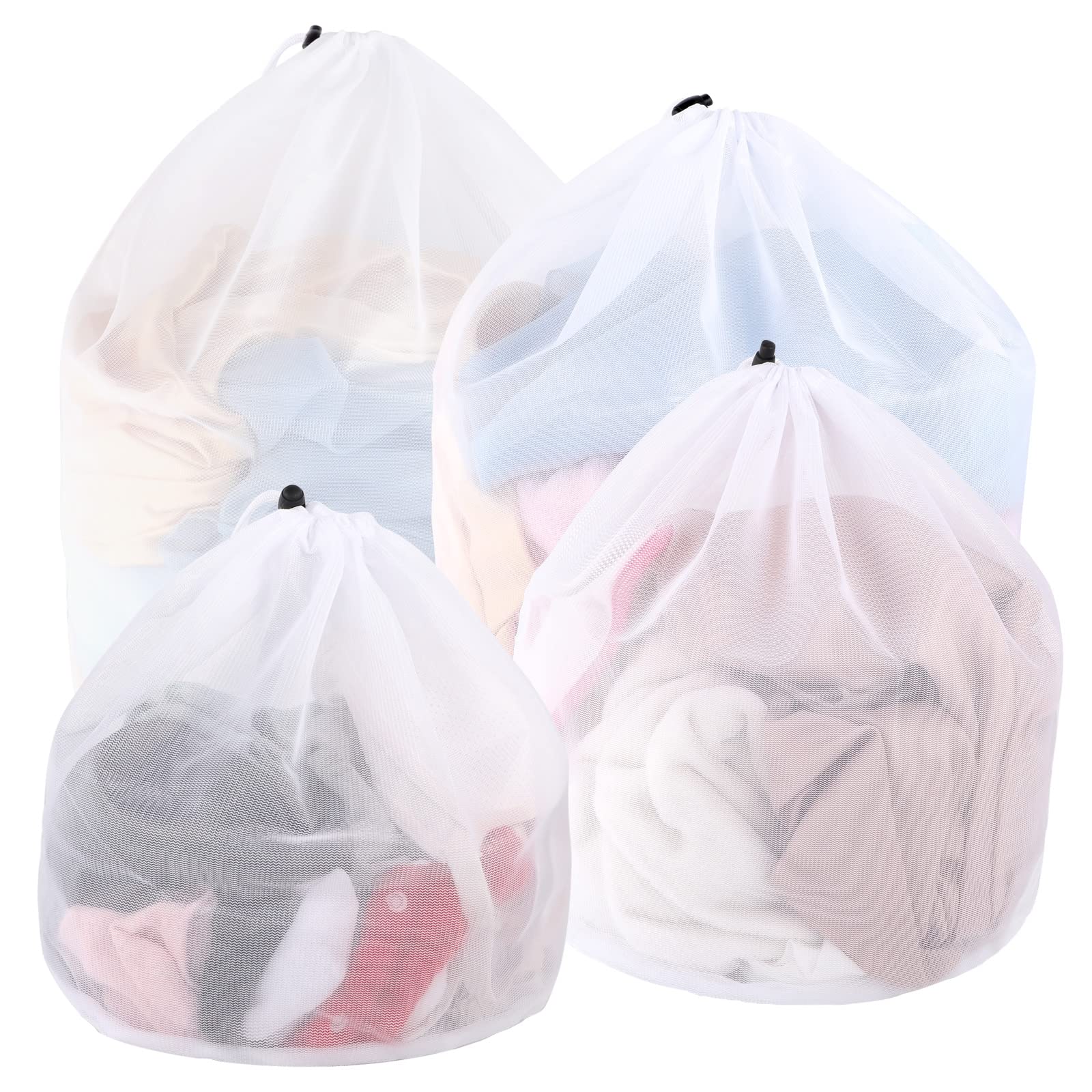 Sacchetto della biancheria con coulisse sacchetti di lavaggio a rete grossa sacchetto dell'organizzatore di vesti sporchi 4 pezzi Set sacchetto della biancheria per la lavatrice per la casa  15