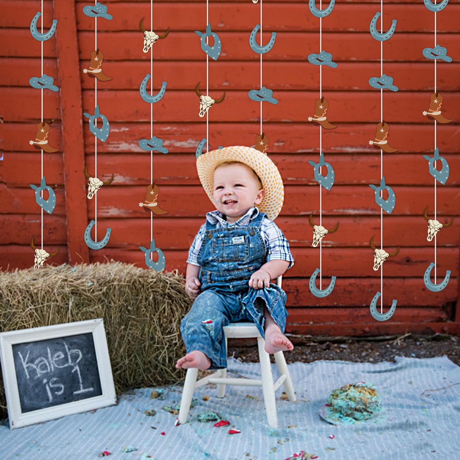Ghirlanda Decorativa Per Feste A Tema Cowboy – Verde Salvia Con Stampe Di Animali Della Fattoria, 8 Pezzi Da 2 Metri, Per Baby Shower E 1° Compleanno