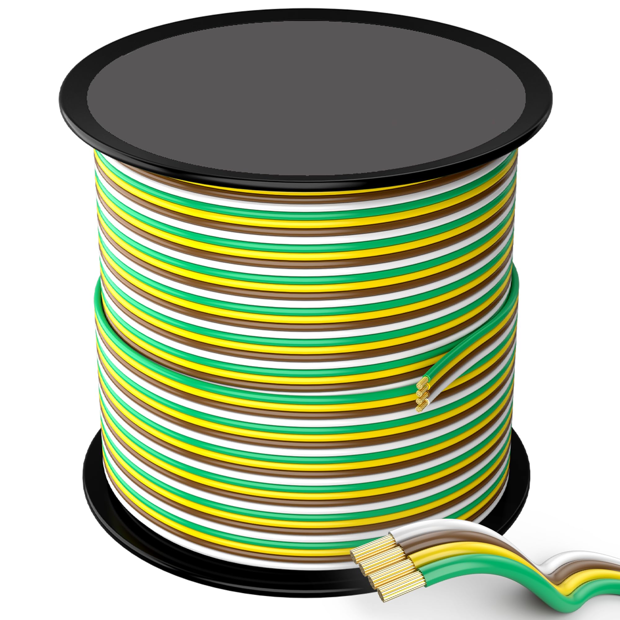 Trailer Wire Extension 4-Way 4 Pin Plug, 4 Wire 4-Flat Connector With Male & Female Plug 18 AWG 59 Inch Hitch Light Trailer Wiring Harness Extender - View #2