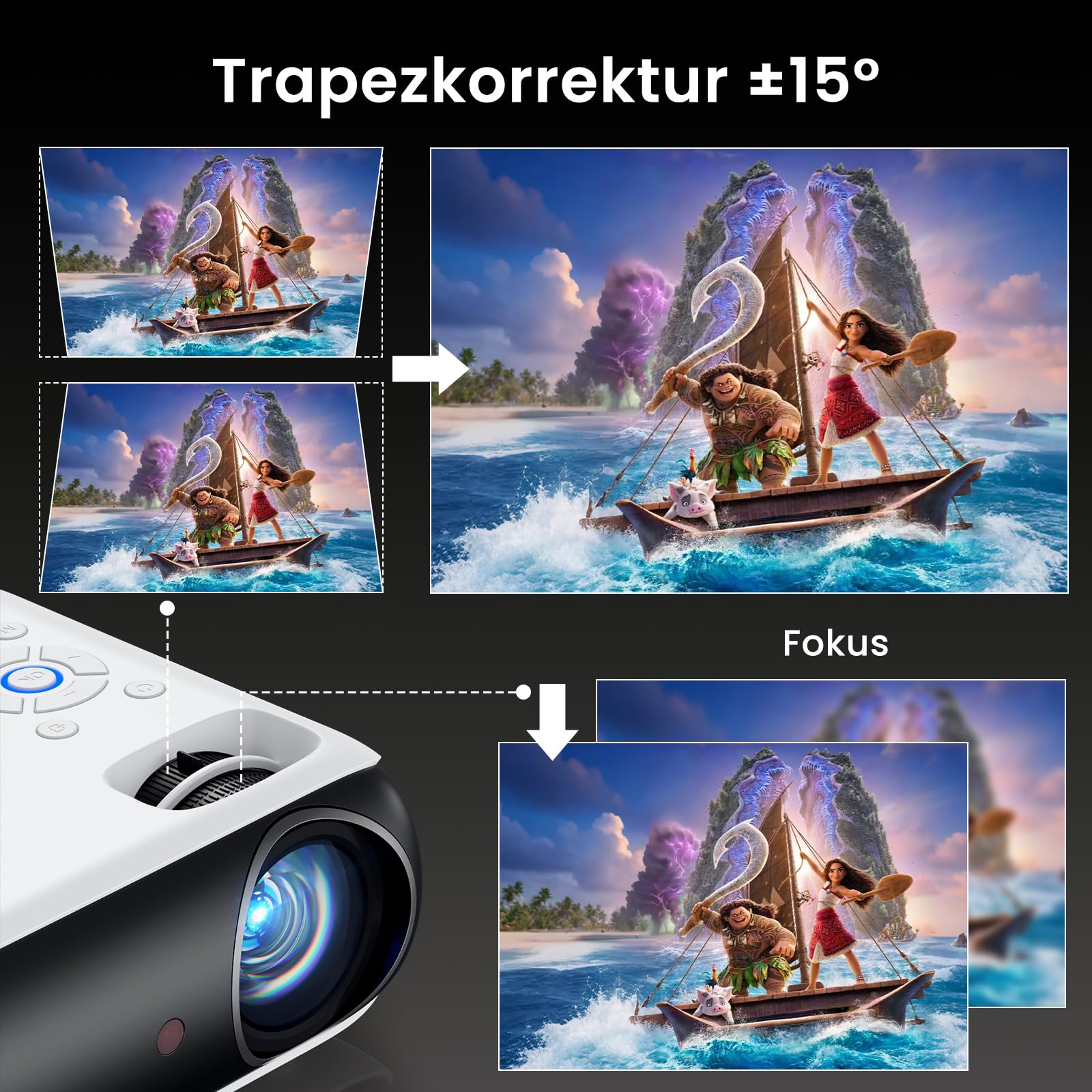 HAPPRUN Native 1080P Beamer mit Bluetooth 5.1 & Hi‑Fi Stereo