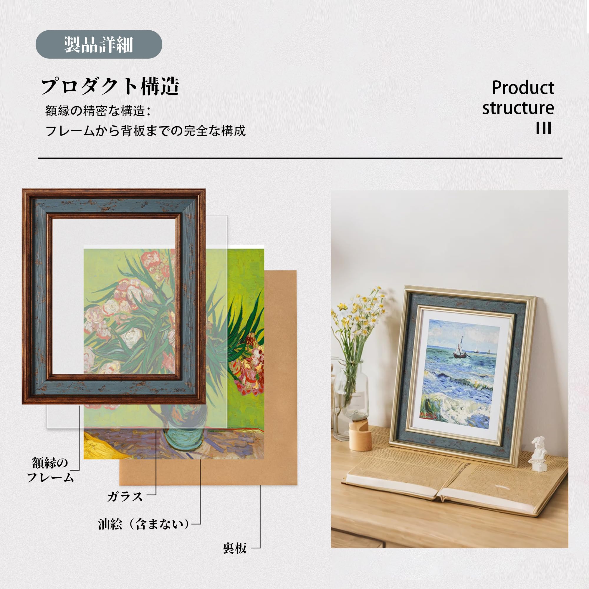 Amazon.co.jp: 額縁 F4 油絵用 F4サイズ 絵画 樹脂 ヨーロッパ風