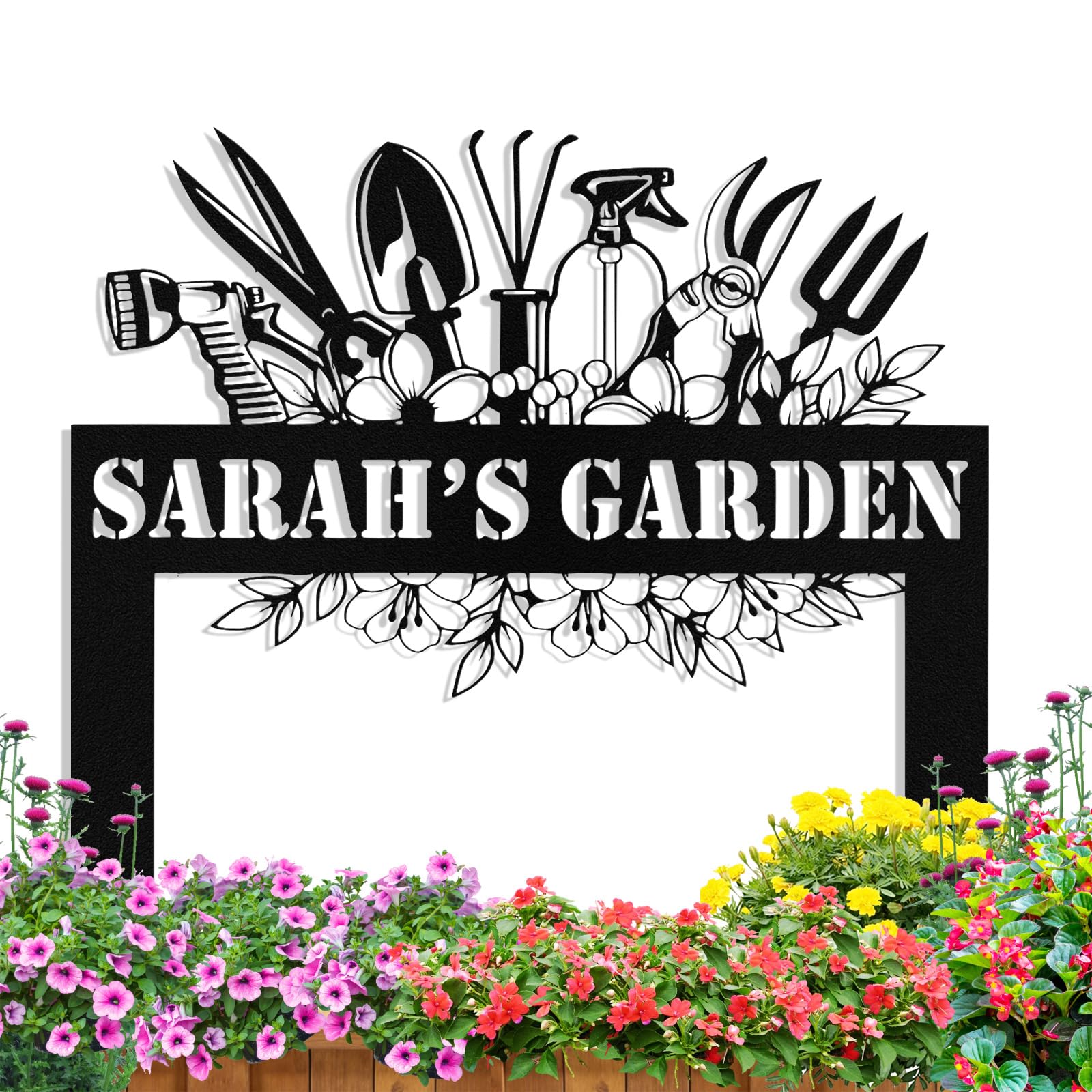 Personalized Metal Garden Signs, Custom Garden Tool Signs for Outside