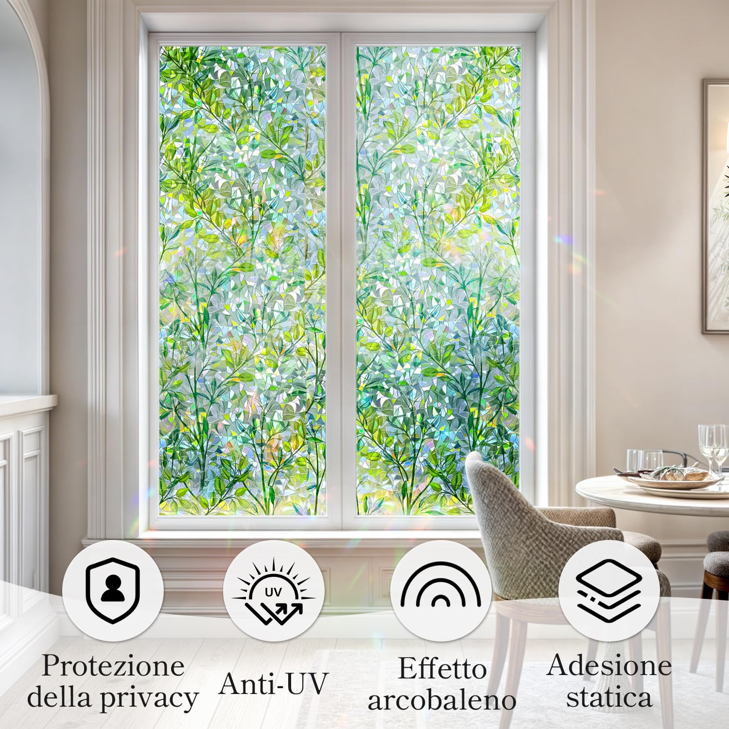 Alyvisun Pellicola Vetri Finestre Privacy Effetto Arcobaleno 60x220cm Pellicola Per Finestre Autoadesiva Con Aderenza Statica Anti Uv Pellicola Decorativa Per Vetri Per Casa Cucina Ufficio 84295314