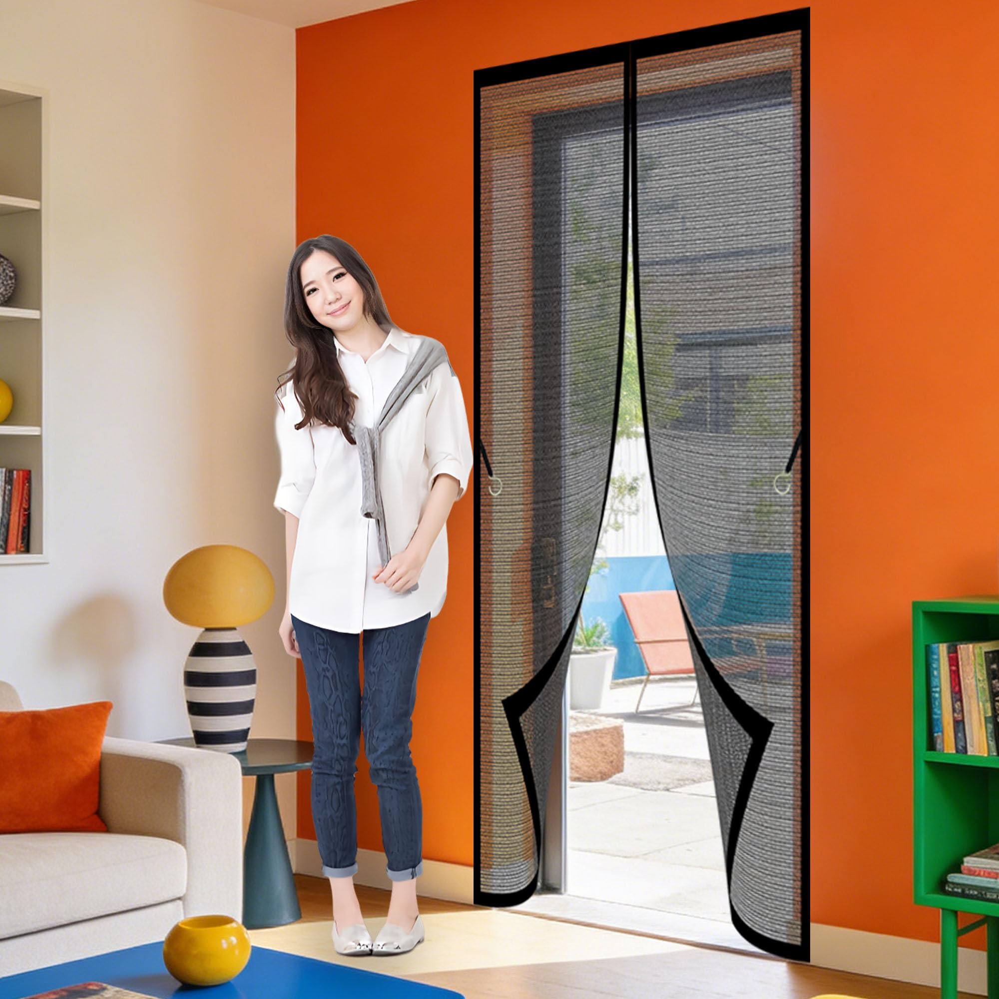 Moustiquaire Magnétique 119x250 cm Rideau Anti Insectes Porte de Chambre