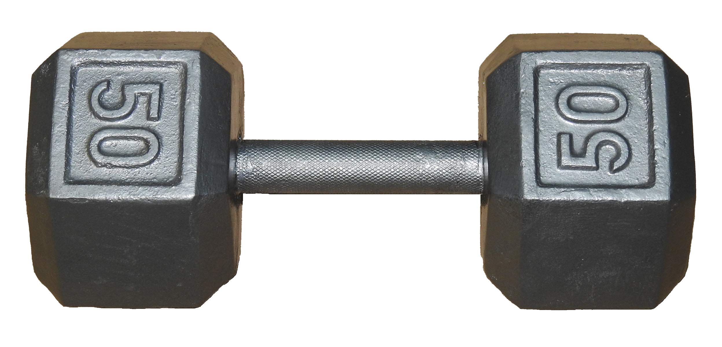 TDS Hex Dumbell - 50lb (High Grade Cast Iron with Knurled Steel Handle)