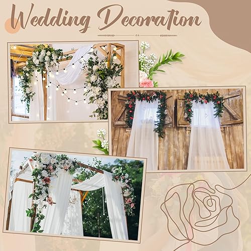 Miniatura 7 de Preboun 4 cortinas transparentes para arco de boda de 30 x 315 pulgadas, decoración de tela de gasa para ceremonia, fiesta de cumpleaños, boda,