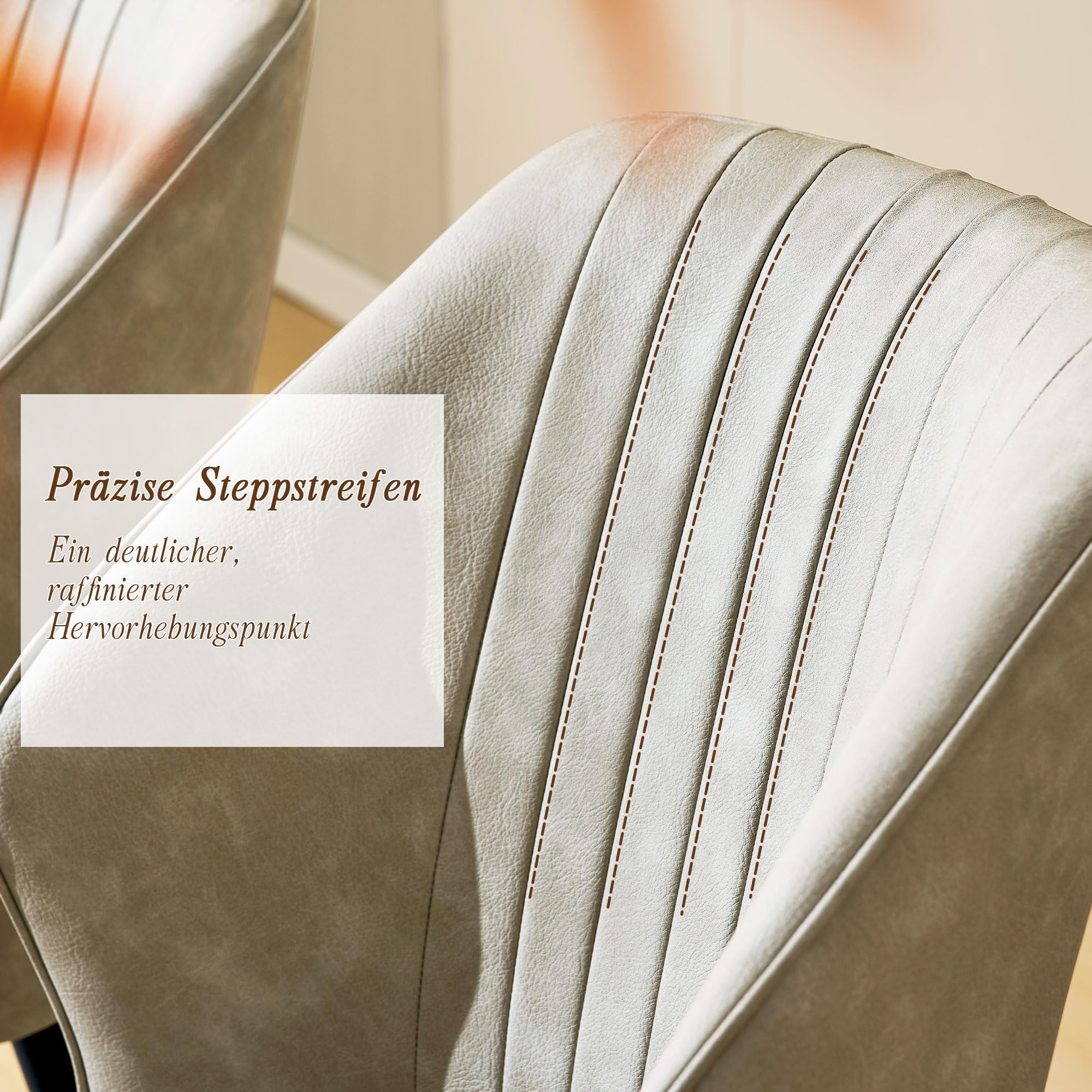 CLIPOP Esszimmerstühle 4er Set Retro Kunstleder Gepolsterter Esszimmerstuhl mit Rückenlehne und stabilen Metallbeinen, Küchenstühle Polsterstuhl für Home Office Möbel (Beige, 4)