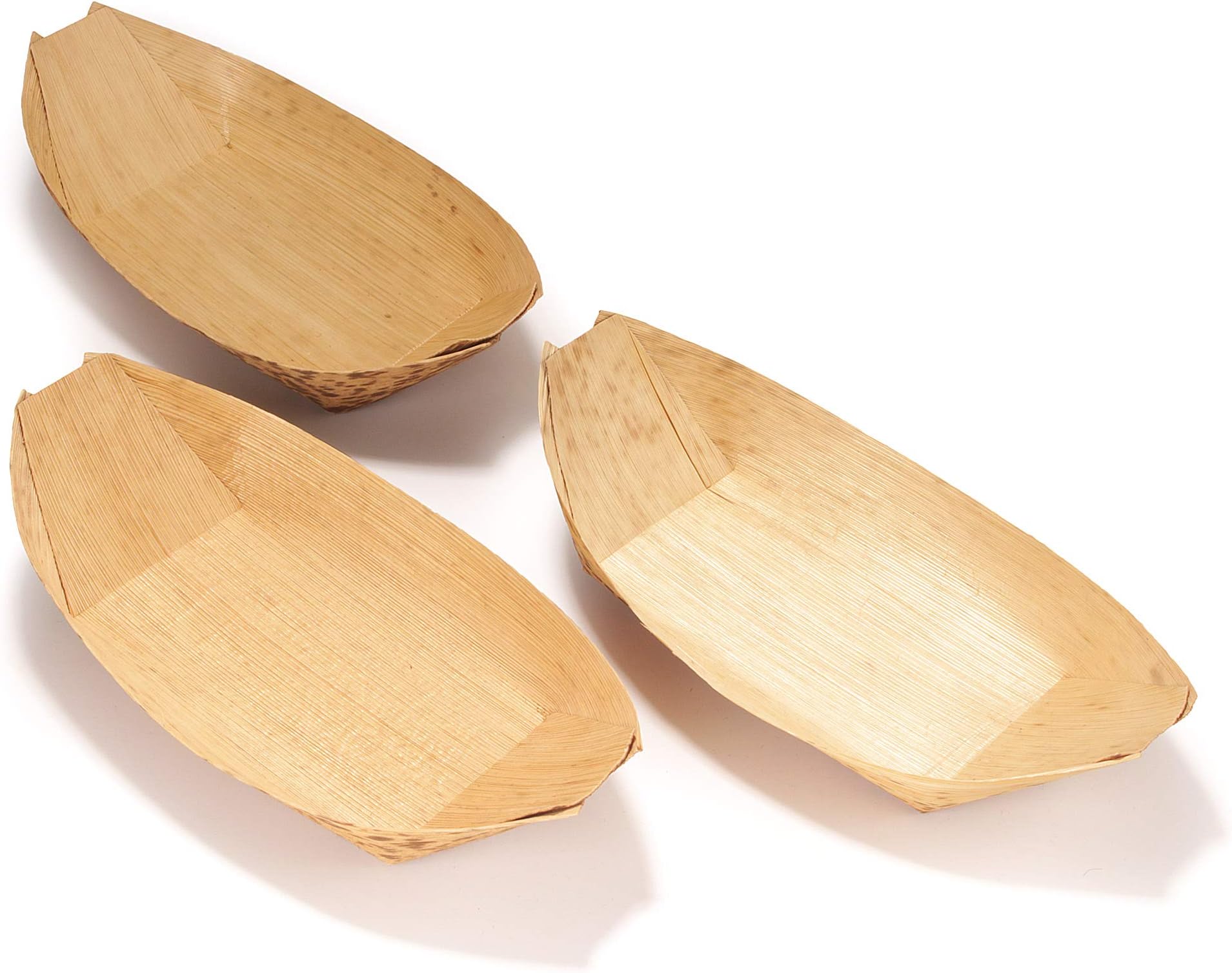 BambooMN 8.3" x 4.5" (21cm x 11.5cm) Premium Bamboo Leaf Boat, All Natural and Disposable Compstable for Catering and Home Use, 100 Pieces