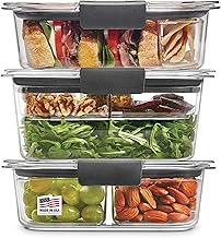 Brilliance BPA-Free 3 Set Food Storage Containers with Lids, Removable Trays, Airtight, Leak-Proof, Ideal for Meal Prep, Lunch, and Leftovers