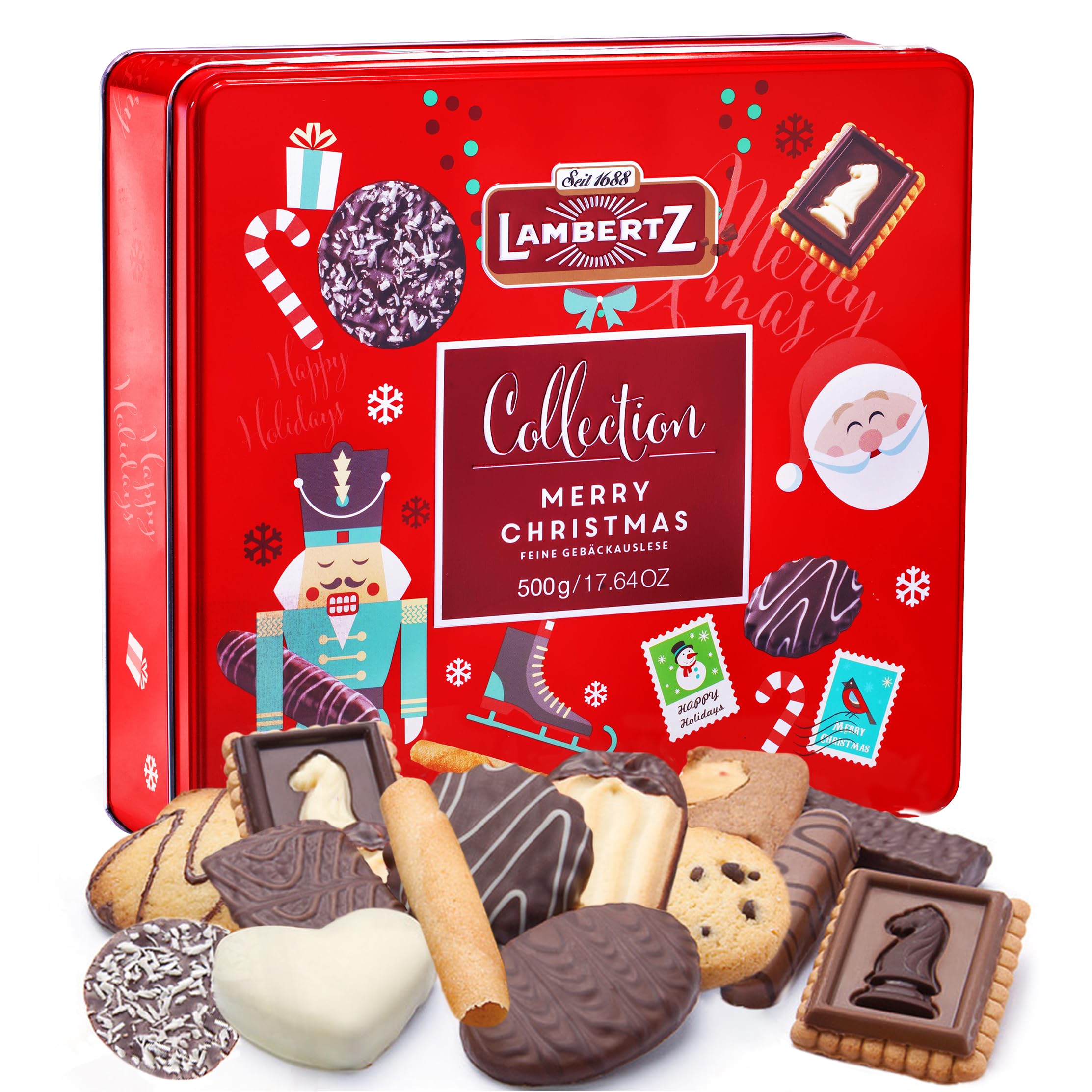 Amazon.com: Lambertz European Holiday Cookie Tin – 64 Cookies, 12