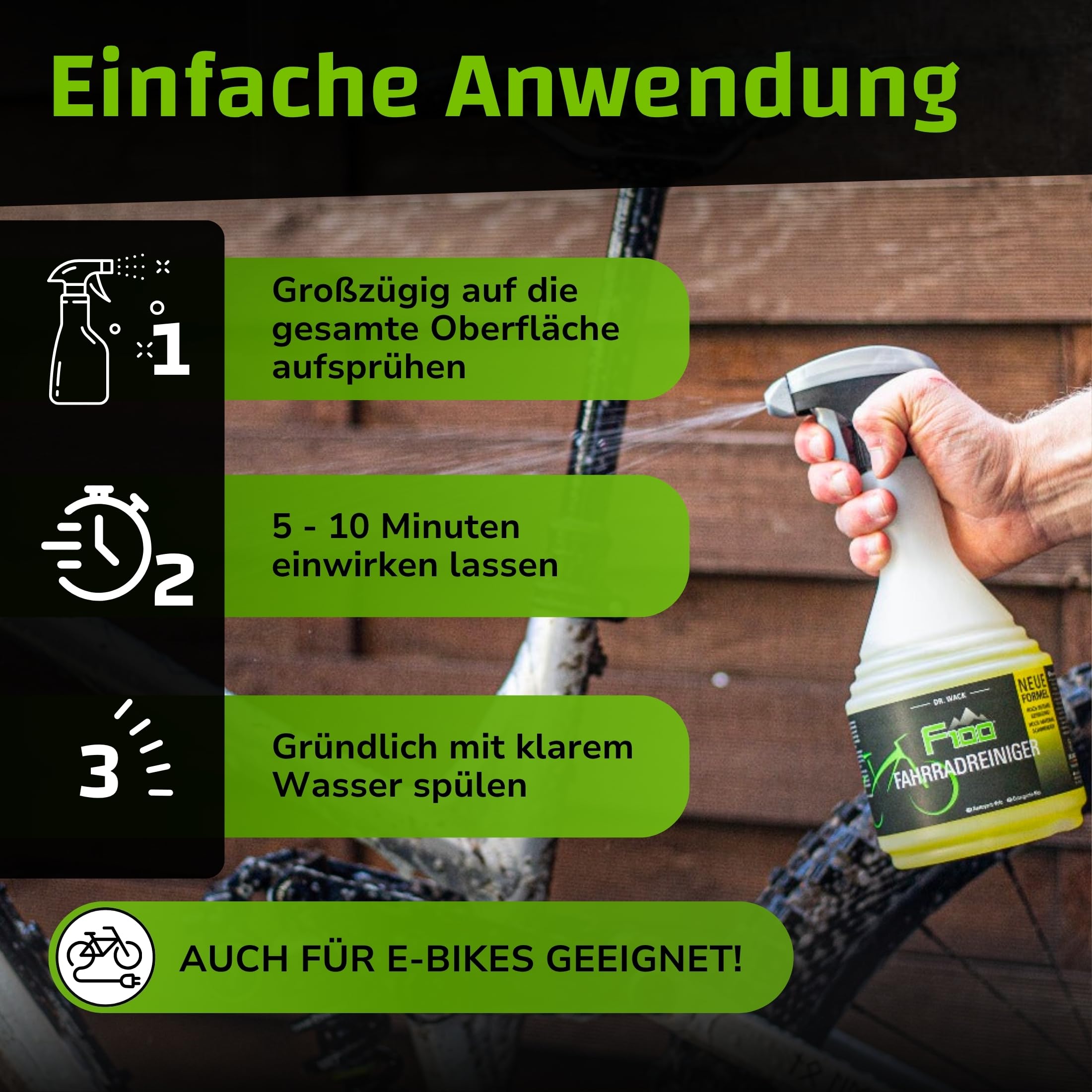 DR. WACK F100 Fahrradreiniger 750 ml - Reinigungsmittel für das gesamte Fahrrad - Effektives Fahrradpflegemittel - Reinigungsspray säurefrei & materialschonend - Hochwertige Fahrradpflege
