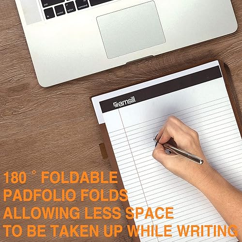 Miniatura 10 de Carpeta de cuero para cartera, organizador de documentos, organizador de documentos, bolsillo de almacenamiento para bloc de notas legales, papeleo