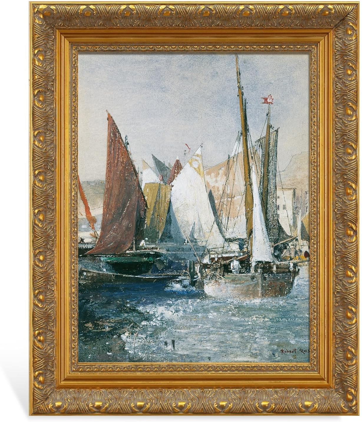 Rustic Wood Frame for 14x18 Canvas Painting, 2.4' Wide Antique Gold Designer Art Frame for Portrait Landscape Hotel Cruise Gallery Wall Decor Birthday Gift 14x18" Gold