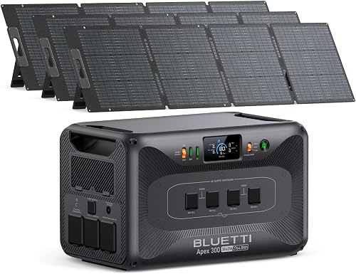 BLUETTI Apex 300 Solar Generator 2025: 2764Wh LFP, 3840W Dual 120V/240V Output, 3x200W Panels for Off-Grid & Home Backup