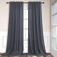 Vista 70 de Cortinas de lino natural semitraslúcidas Pitalk de 36 pulgadas de ancho para sala de estar, juego de 2 paneles con pestaña trasera, cortinas